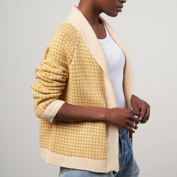 THE GREAT. the minicheck lodge cardigan - golden light s (1) - Picture 6 of 10